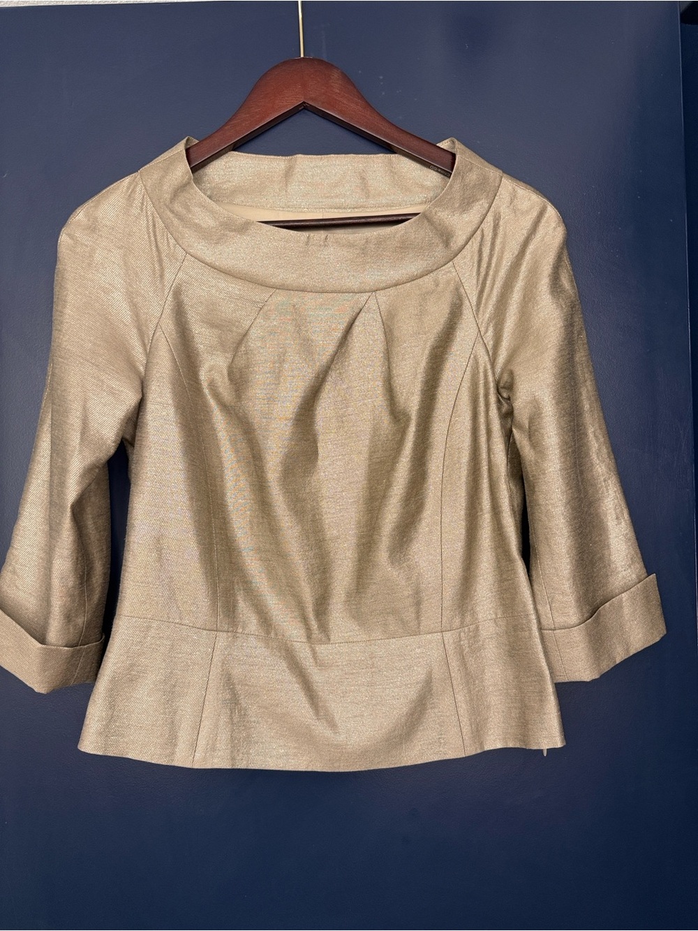 Pauw Amsterdam Gold Metallic Cropped Peplum Jacket Sz 1 Belgium